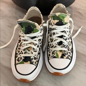 Converse Leopard & Camouflage Canvas Low-Top Sneakers - White, Green, Black, Tan